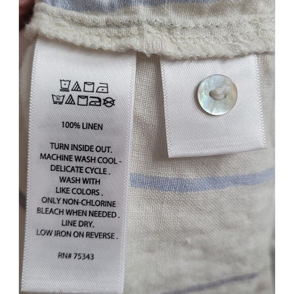 C & C California 100% Linen Ivory Striped Sleeveless Button-Up Top Sz L - Picture 4 of 6